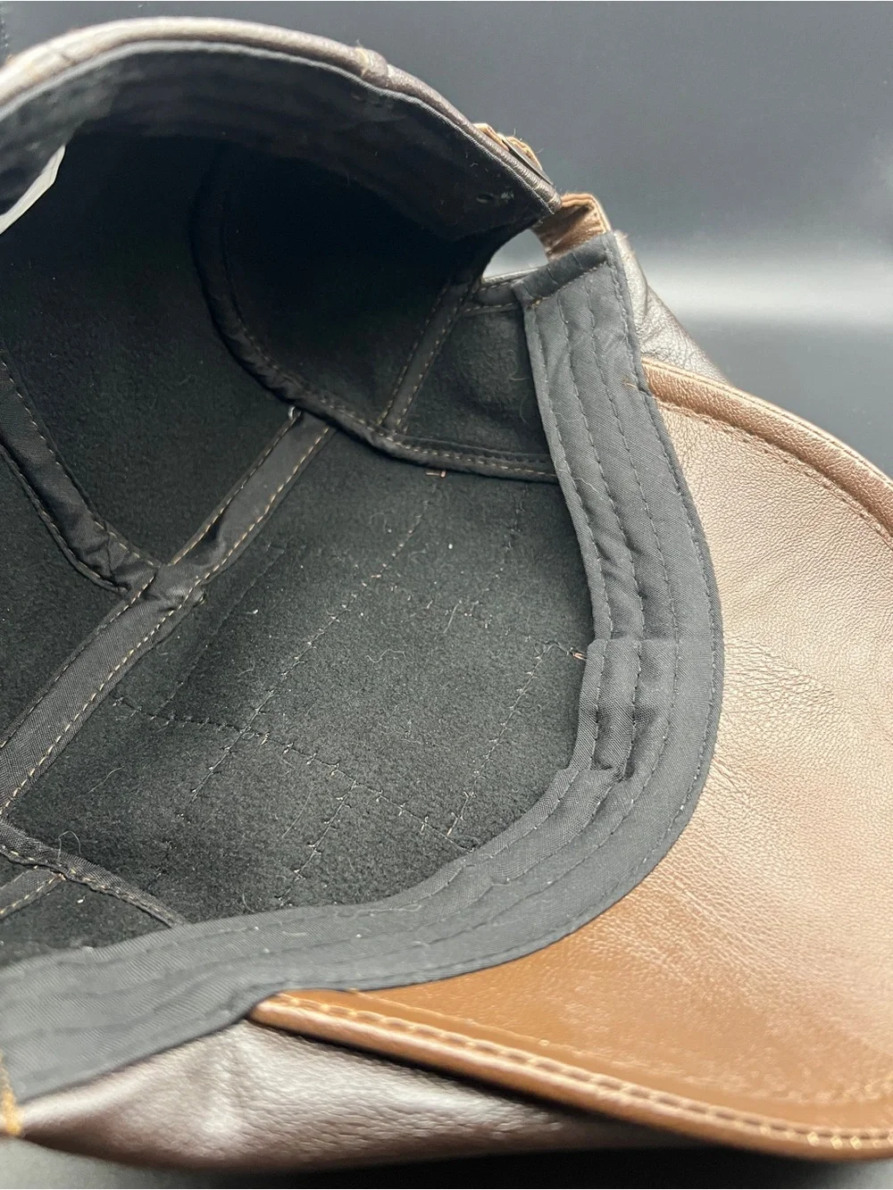 Men's Brown Leather Flat Cap with Adjustable Strap